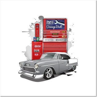 1955 Silver Gray Chevy Bel Air Garage Built Posters and Art